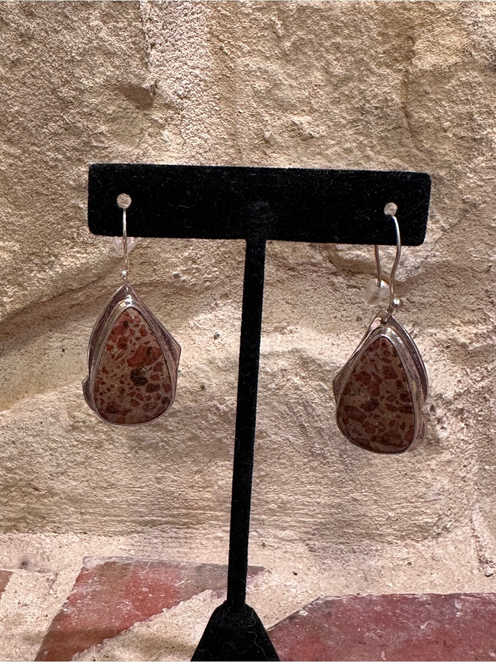 Janoydite Teardrop Earrings in Sterling Overlay